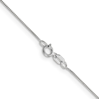 14K White Gold .5mm Box With Spring Ring Clasp Chain Necklace