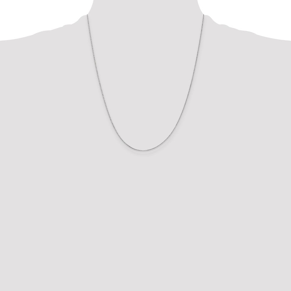 14K White Gold .5mm Box With Spring Ring Clasp Chain Necklace