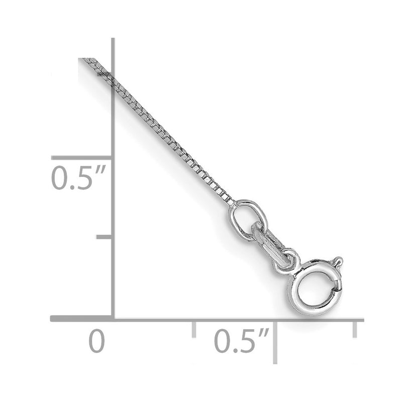 14k White Gold .5mm Box with Spring Ring Clasp Chain Anklet