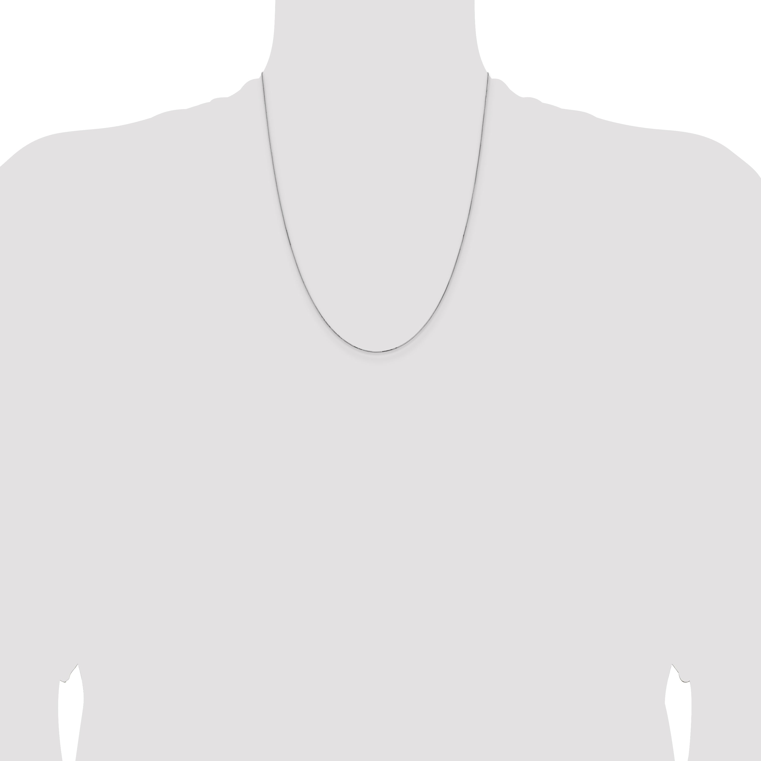 14K White Gold 22 Inch .5mm Box With Lobster Clasp Chain Necklace