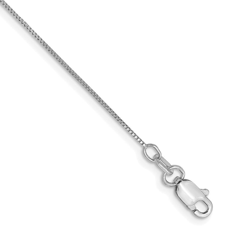 14k White Gold .5mm Box with Lobster Clasp Chain Anklet