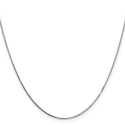 14K White Gold 20 Inch .7mm Box With Spring Ring Clasp Chain