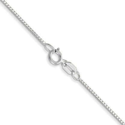 14K White Gold 20 Inch .7mm Box With Spring Ring Clasp Chain