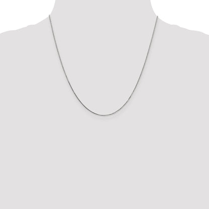 14K White Gold 20 Inch .7mm Box With Spring Ring Clasp Chain