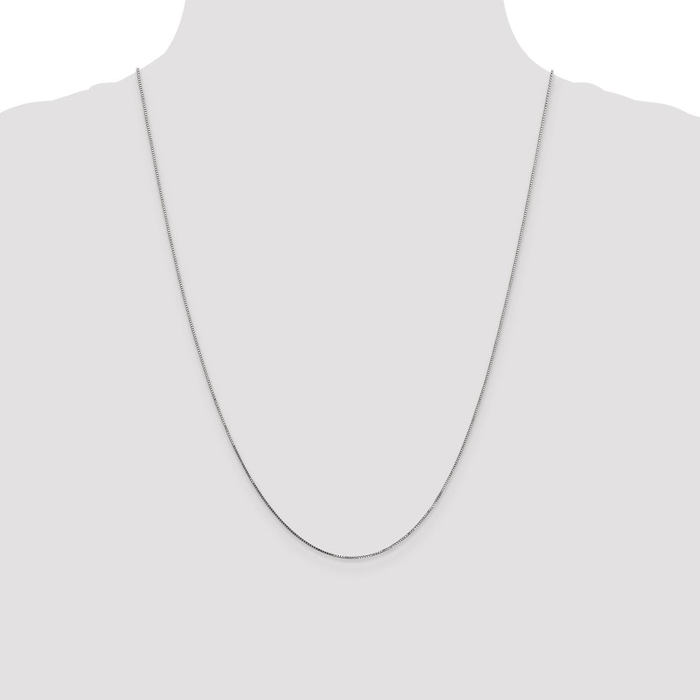 14K White Gold .7mm Box With Spring Ring Clasp Chain Necklace