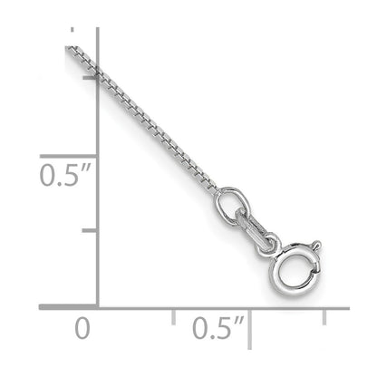 14k White Gold .7mm Box with Spring Ring Clasp Chain Anklet