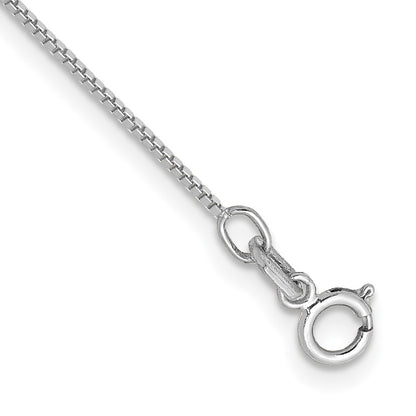 14k White Gold .7mm Box with Spring Ring Clasp Chain Anklet