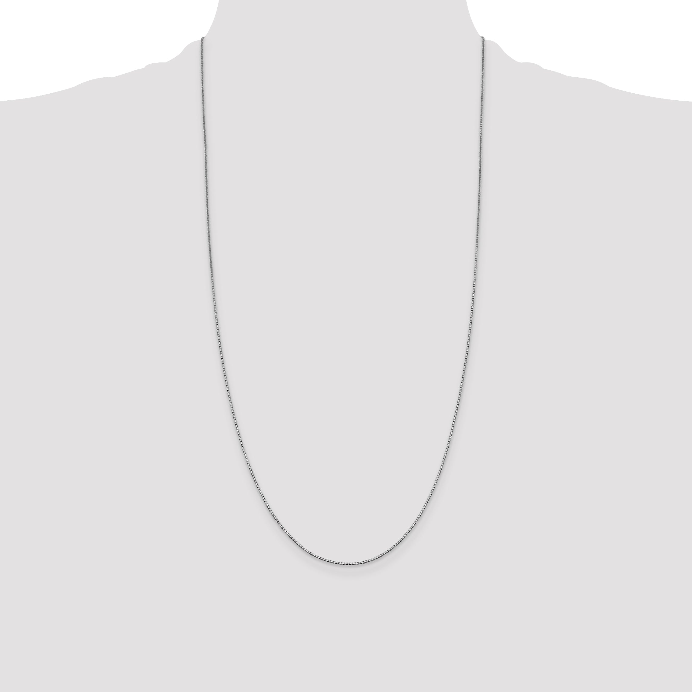 14K White Gold 28 Inch .95mm Box With Lobster Clasp Chain Necklace