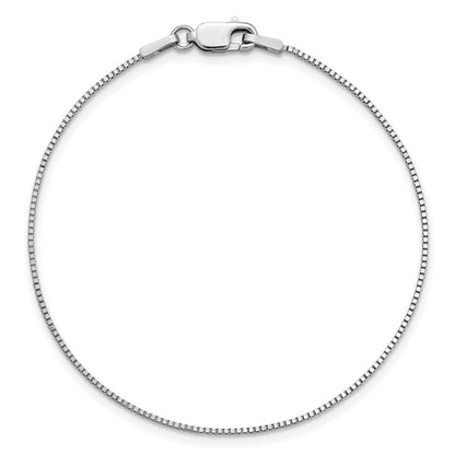 14k White Gold .95mm Box Chain Anklet