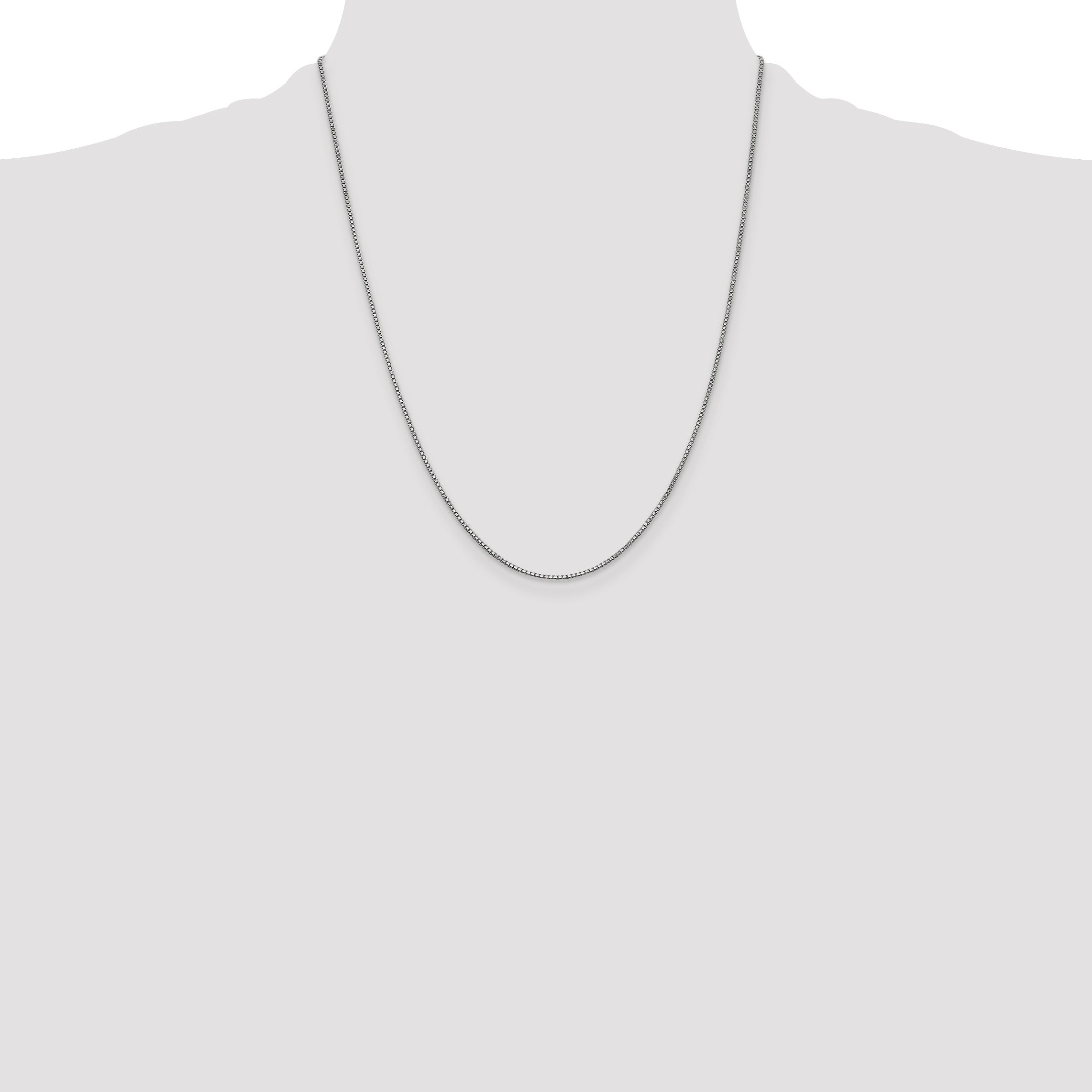 14K White Gold 22 Inch 1mm Box With Lobster Clasp Chain Necklace