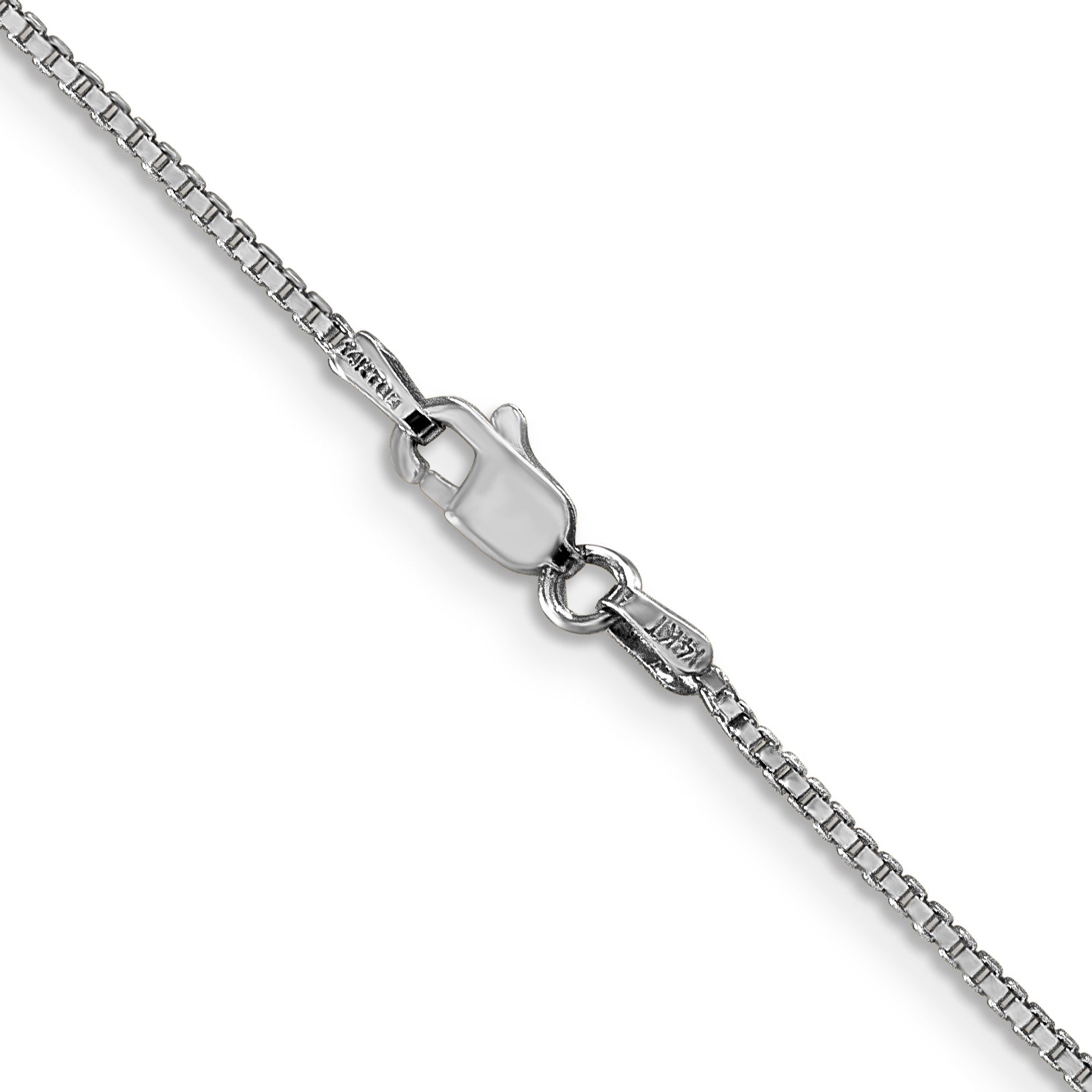 14K White Gold 14 Inch 1.1mm Box With Lobster Clasp Chain