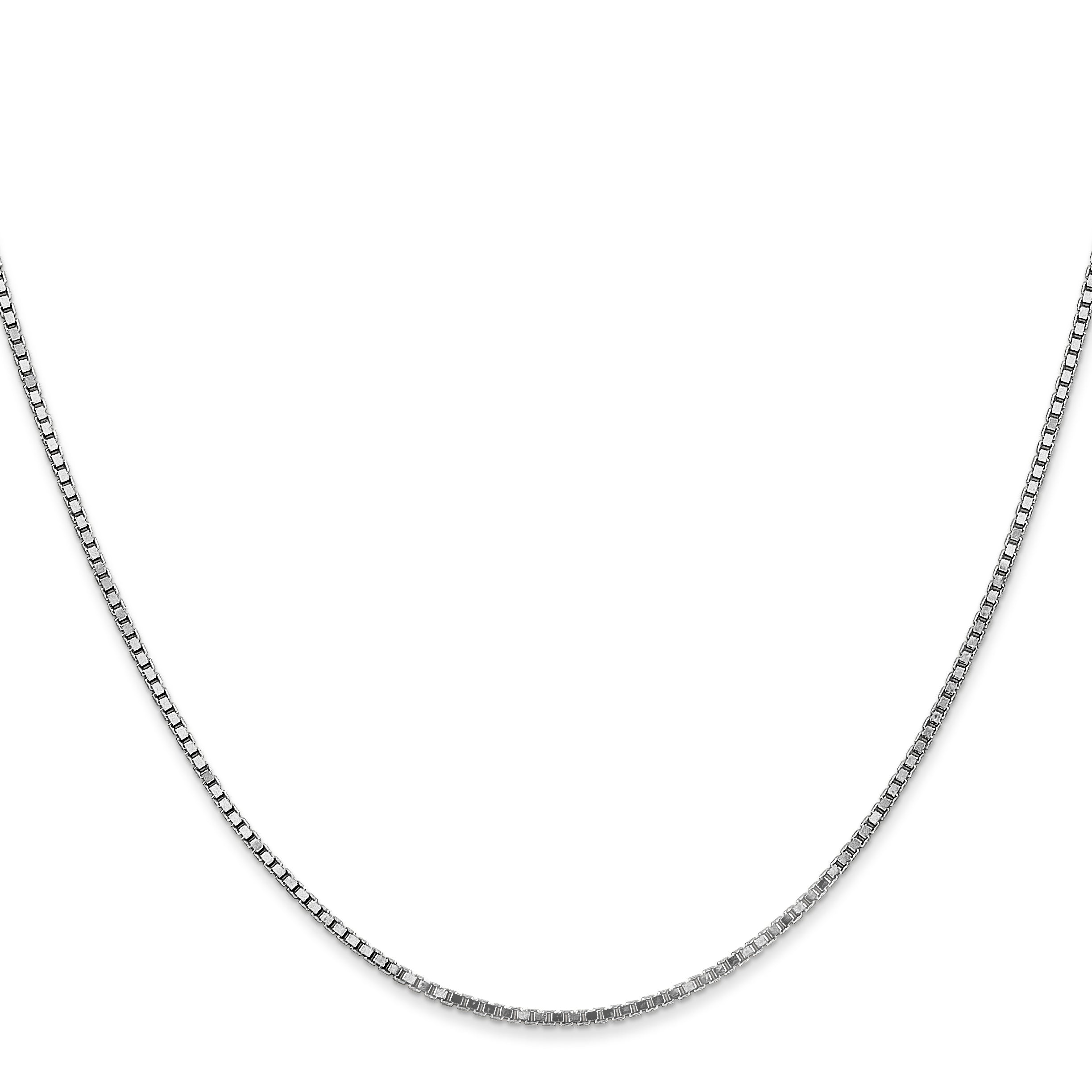 14K White Gold 14 Inch 1.4mm Box With Lobster Clasp Chain