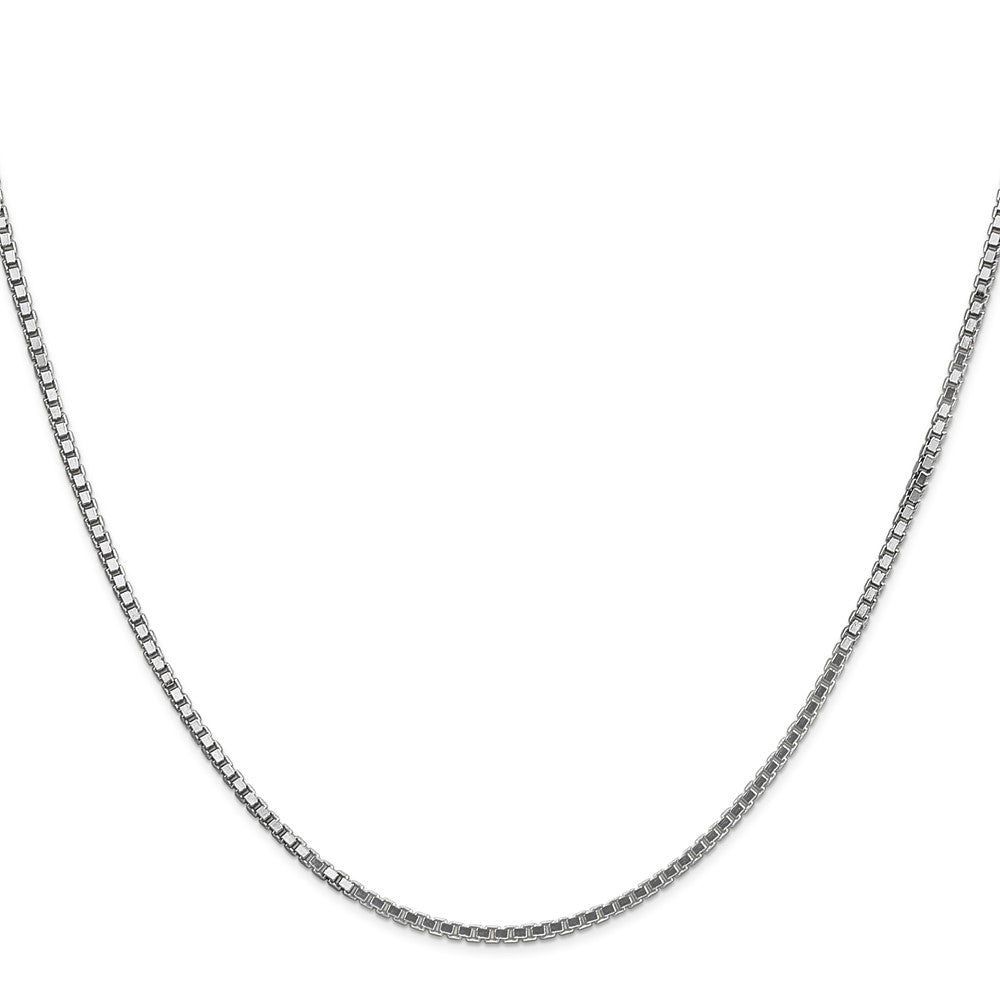 14K White Gold 1.5mm Box With Lobster Clasp Chain Necklace