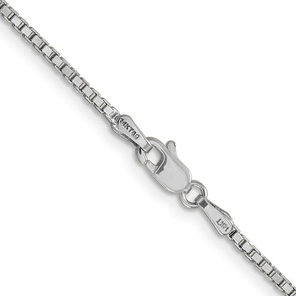 14K White Gold 1.5mm Box With Lobster Clasp Chain Necklace