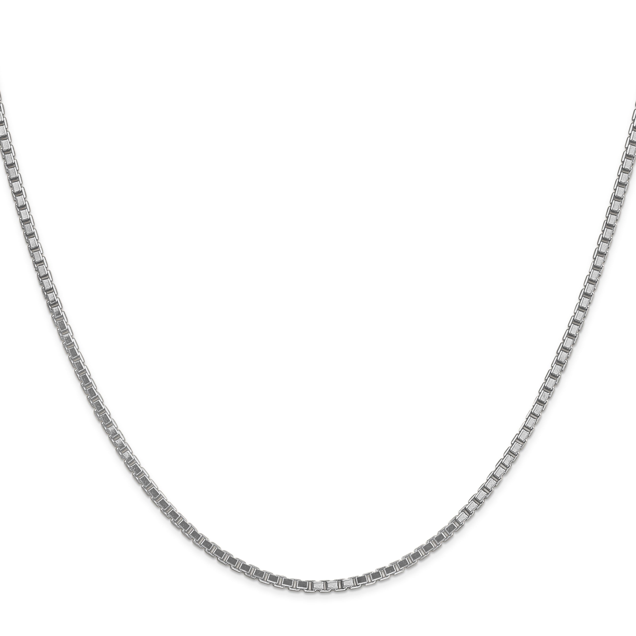 14K White Gold 22 Inch 1.9mm Box With Lobster Clasp Chain Necklace