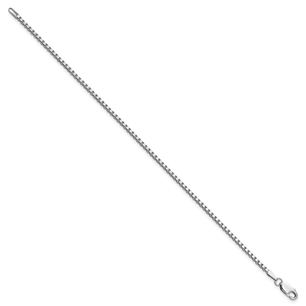 14K White Gold 1.9mm Box With Lobster Clasp Chain Bracelet