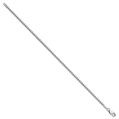 14K White Gold 1.9mm Box With Lobster Clasp Chain Bracelet