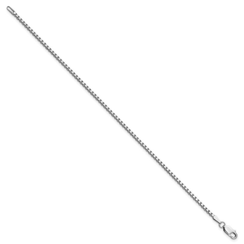 14K White Gold 7 Inch 1.9mm Box With Lobster Clasp Bracelet