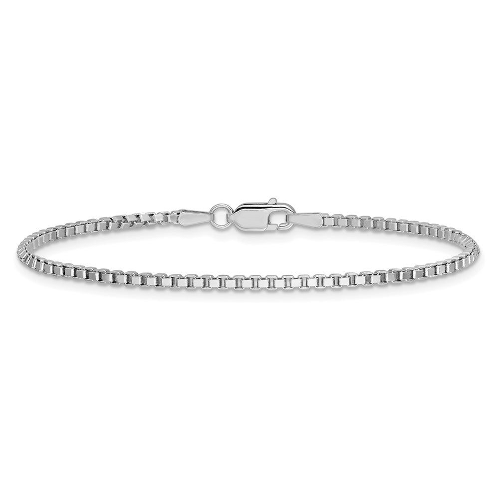 14K White Gold 1.9mm Box With Lobster Clasp Chain Bracelet