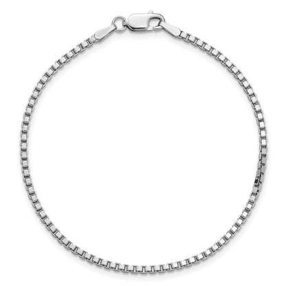 14K White Gold 1.9mm Box With Lobster Clasp Chain Bracelet