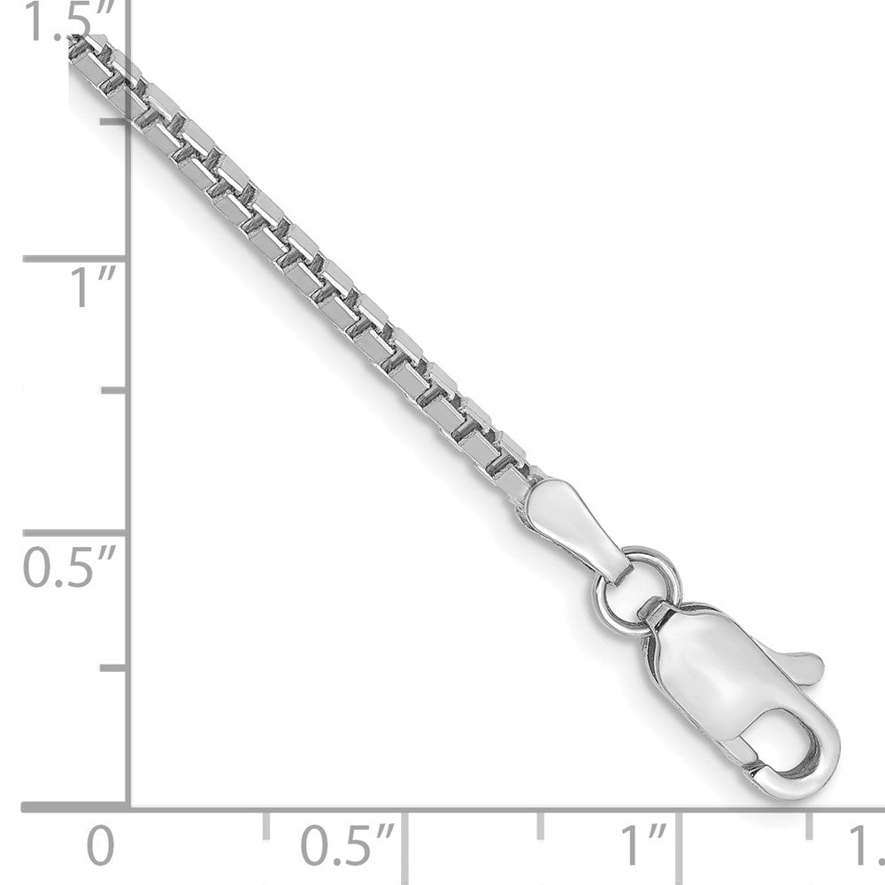 14K White Gold 1.9mm Box With Lobster Clasp Chain Bracelet