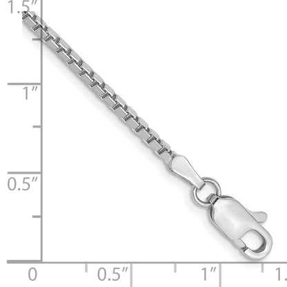 14K White Gold 1.9mm Box With Lobster Clasp Chain Bracelet