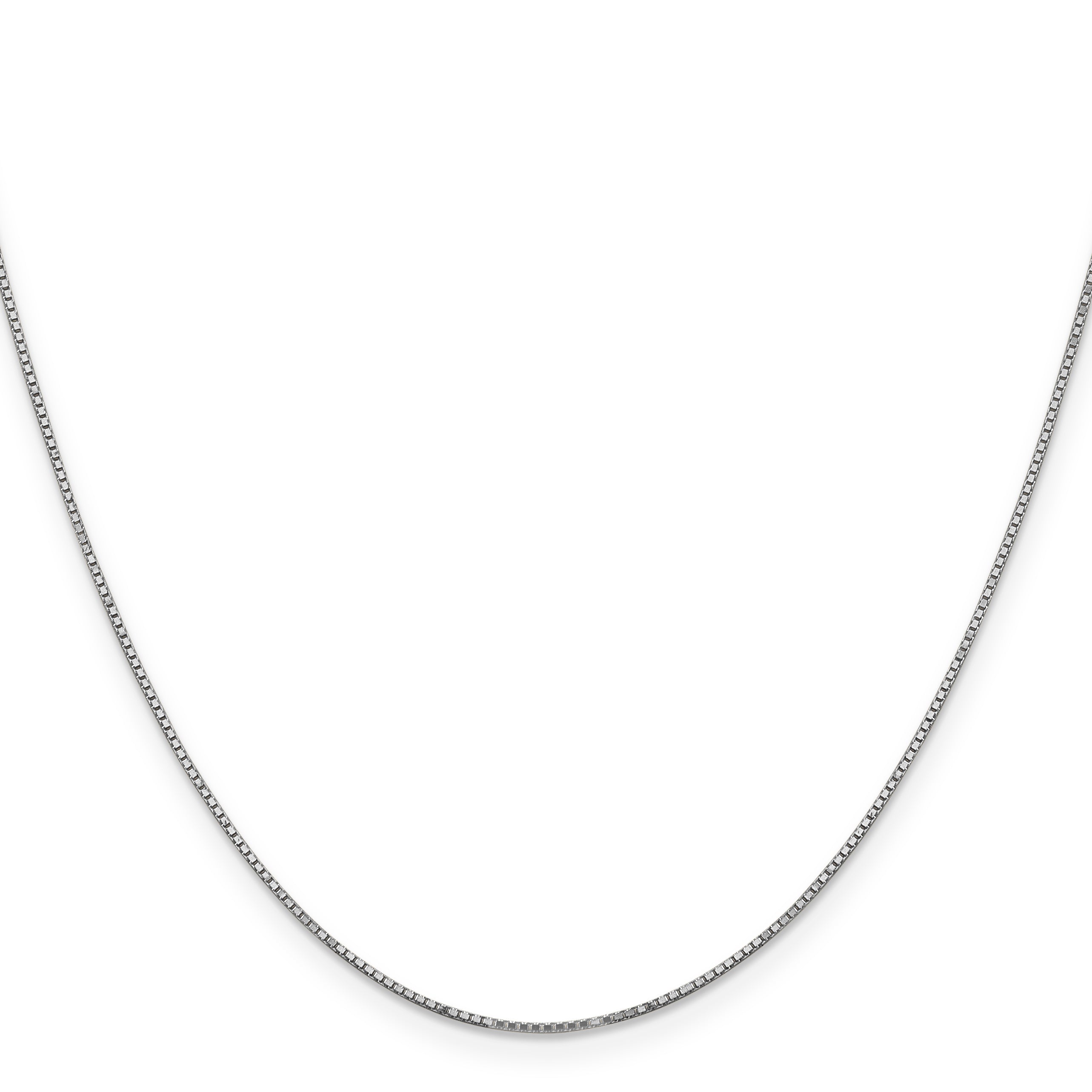 14K White Gold 14 Inch .9mm Box With Spring Ring Clasp Chain