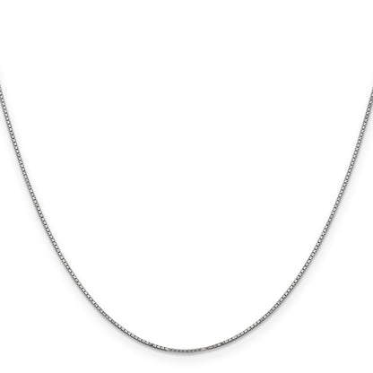 14K White Gold 14 Inch .9mm Box With Spring Ring Clasp Chain