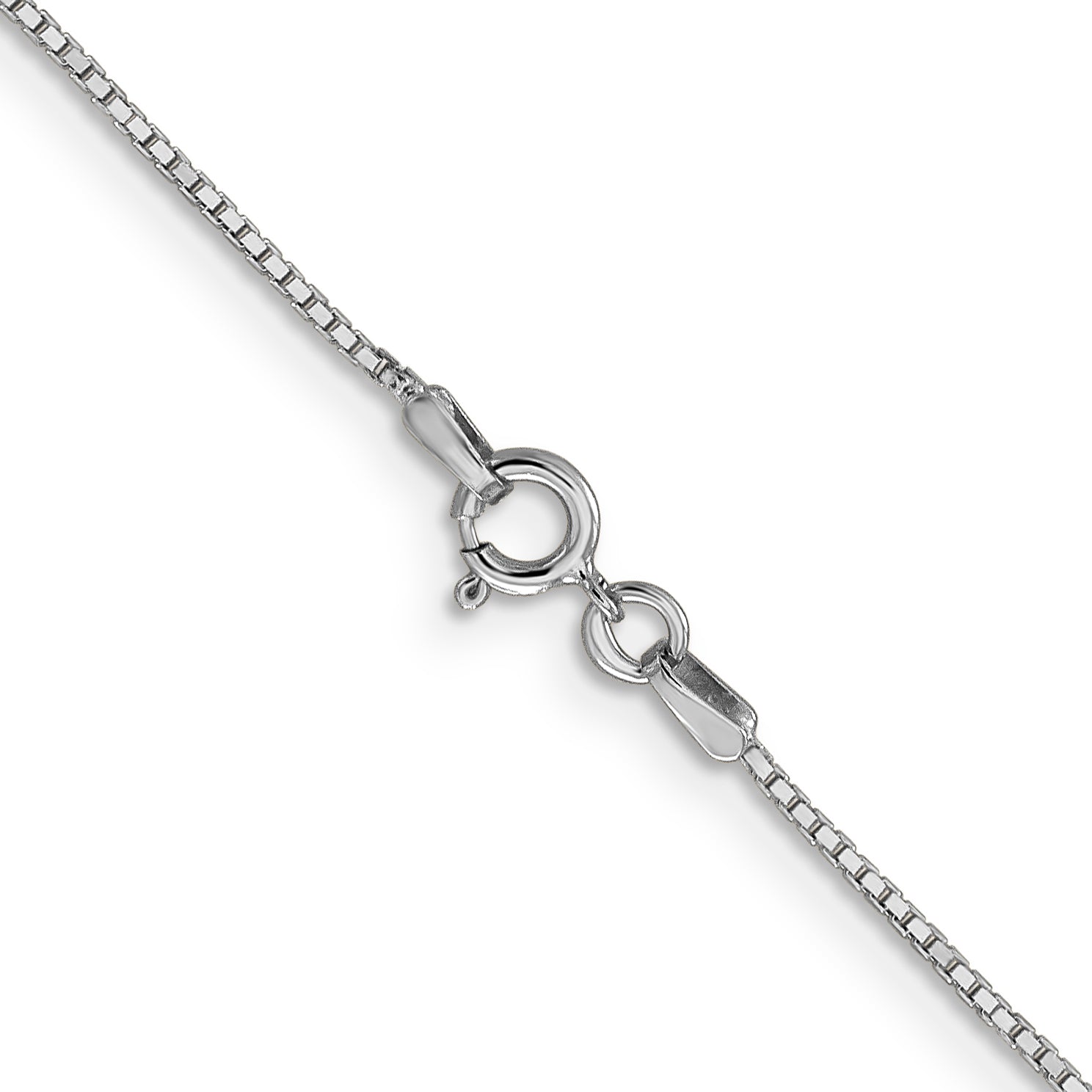 14K White Gold 14 Inch .9mm Box With Spring Ring Clasp Chain