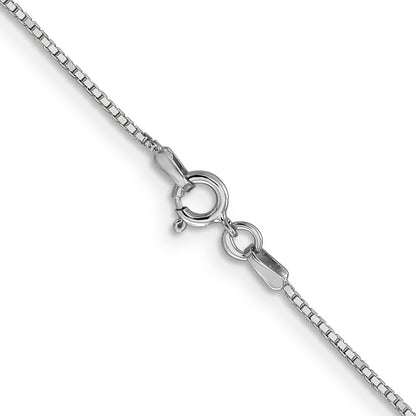 14K White Gold 14 Inch .9mm Box With Spring Ring Clasp Chain
