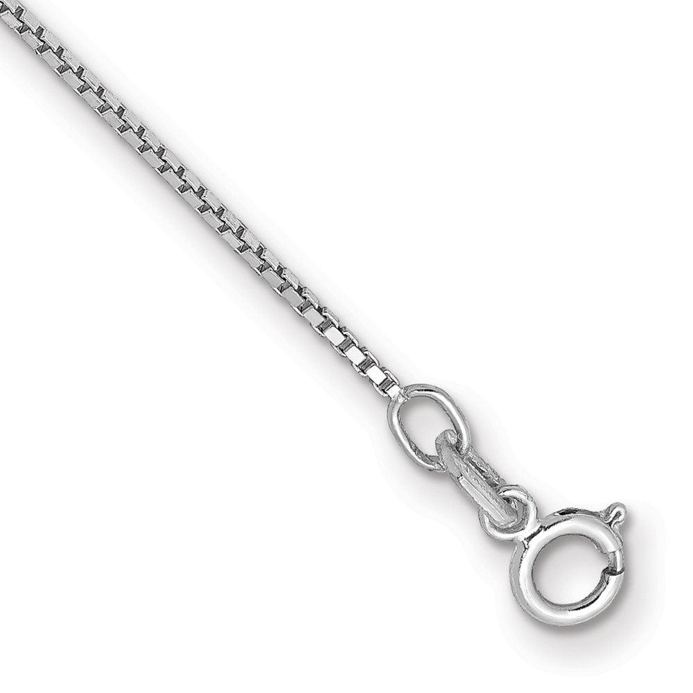 14K White Gold 7 Inch .9mm Box With Spring Ring Clasp Bracelet