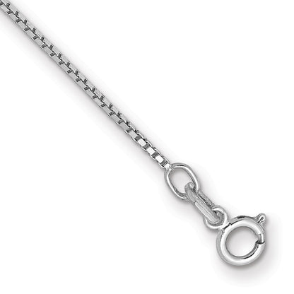 14K White Gold 7 Inch .9mm Box With Spring Ring Clasp Bracelet
