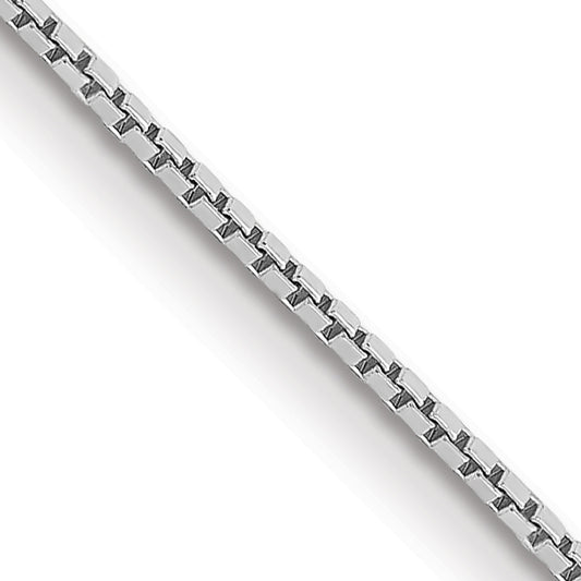 14K White Gold 20 Inch .9mm Box With Spring Ring Clasp Chain