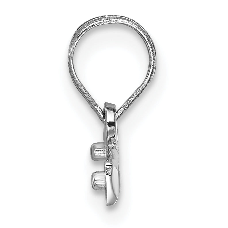 14k White Gold 14kw Large Brushed Diamond Cut Number Top Charm