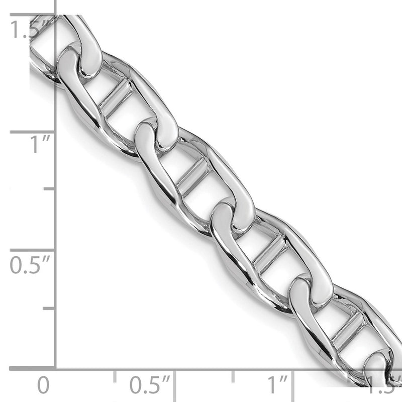 14k White Gold WG 9mm Hand-polished Anchor Link Chain Necklace