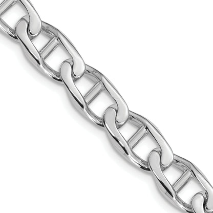 Solid 14K White Gold 20 inch 9mm Hand Polished Fancy Anchor Link with Fancy Lobster Clasp Chain Necklace