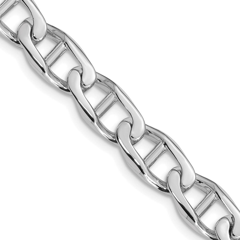 14k White Gold WG 9mm Hand-polished Anchor Link Chain Necklace