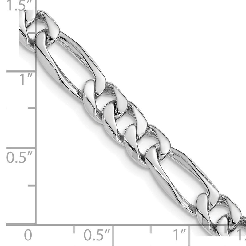 14k White Gold WG 7mm Hand-Polished Figaro Link Chain Necklace