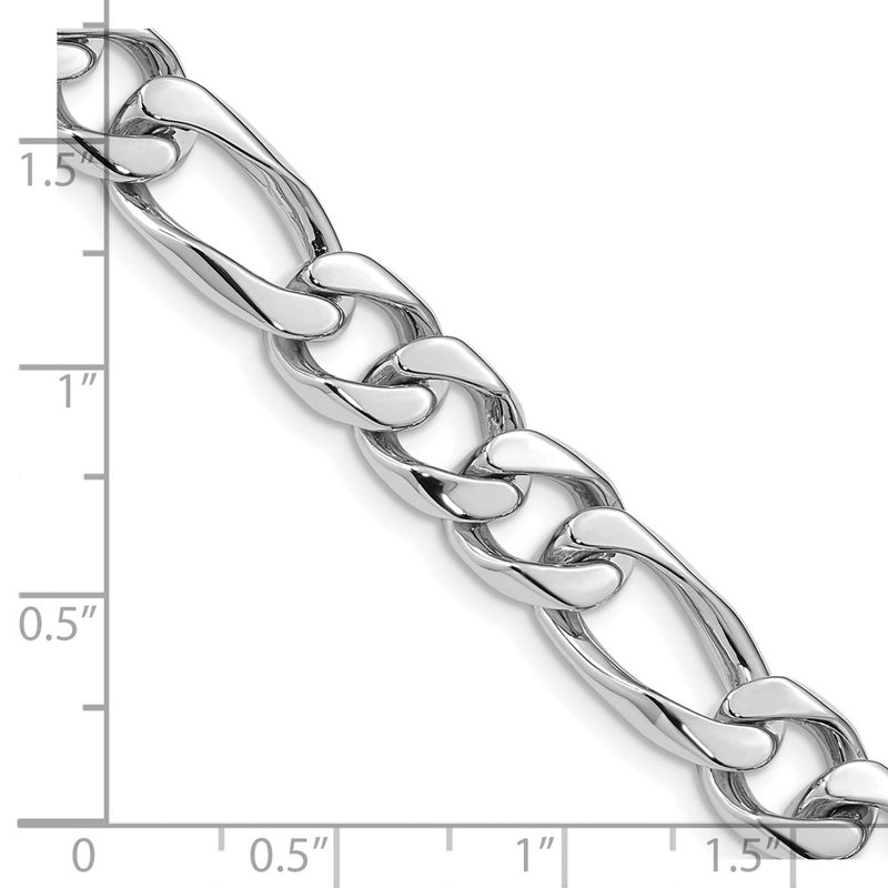 14k White Gold 9mm Hand-polished Figaro Link Chain Necklace