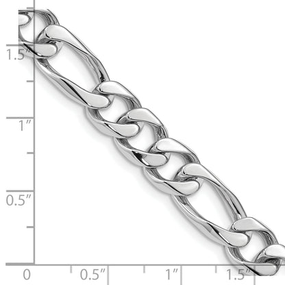 Solid 14K White Gold 22 inch 9mm Hand Polished Figaro Link with Box Catch Clasp Chain Necklace