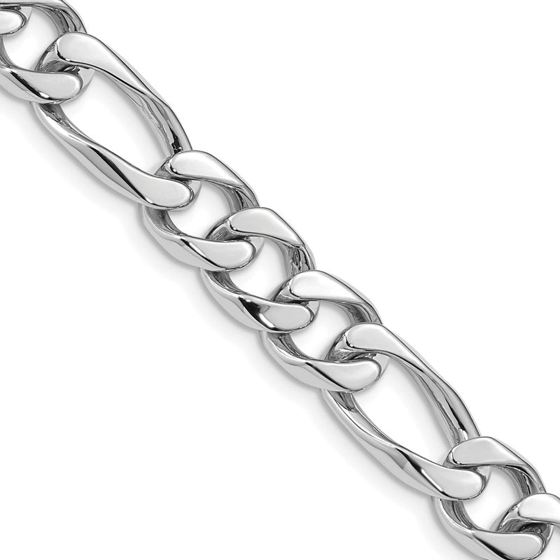 14k White Gold 9mm Hand-polished Figaro Link Chain Necklace