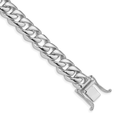 14k White Gold 9.6mm Hand-polished Rounded Curb Link Chain Bracelet