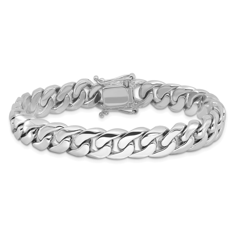 14k White Gold 10.8mm Hand-polished Rounded Curb Link Chain Bracelet