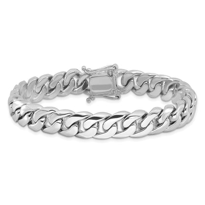 14k White Gold 10.8mm Hand-polished Rounded Curb Link Chain Bracelet