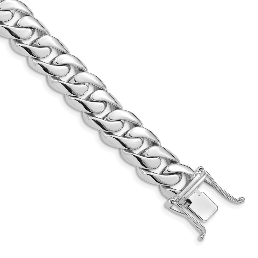 14k White Gold 10.8mm Hand-polished Rounded Curb Link Chain Necklace