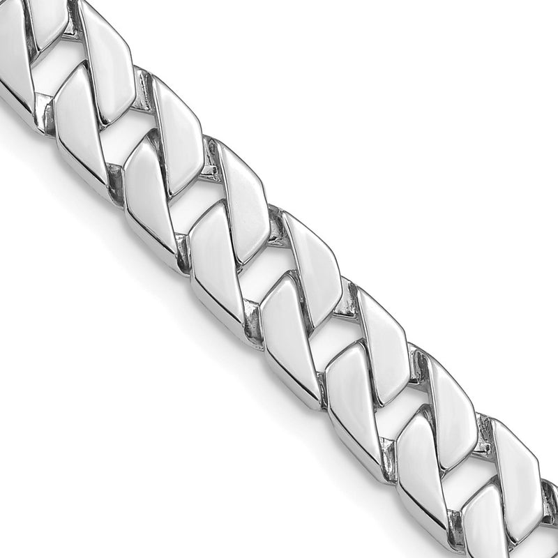 14k White Gold 7.4mm Hand Polished Fancy Link Chain Necklace