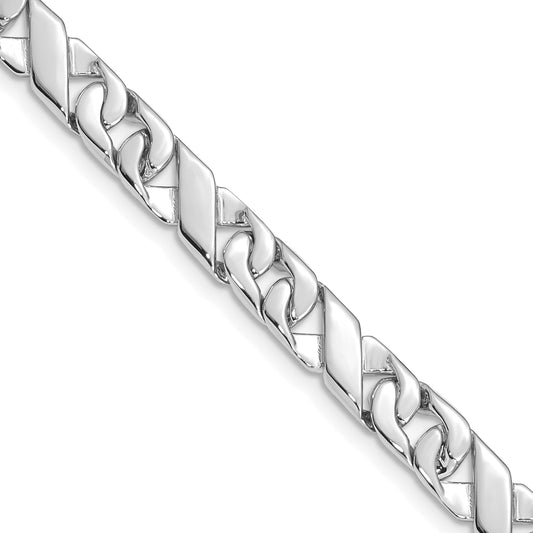 Solid 14K White Gold 24 inch 6.7mm Hand Polished Fancy Link with Fancy Lobster Clasp Chain Necklace
