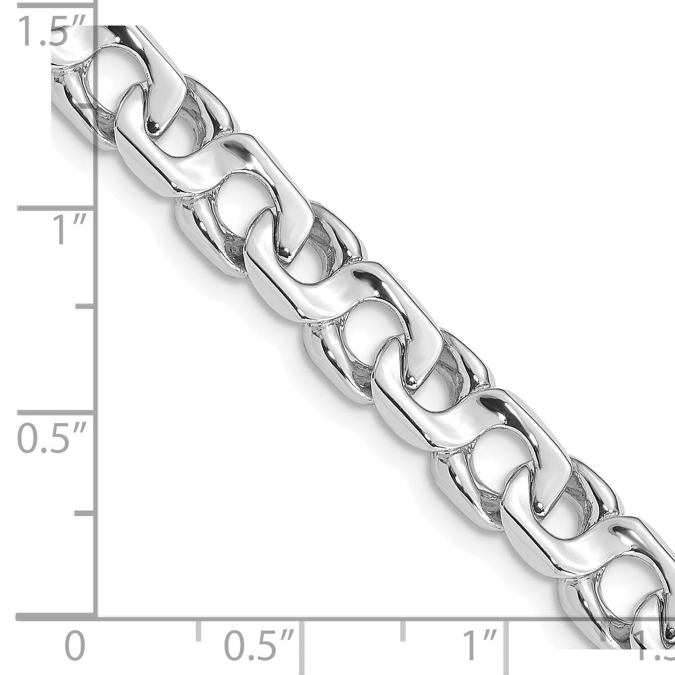 Solid 14K White Gold  20 inch 7.4mm Hand Polished Fancy Link with Fancy Lobster Clasp Chain Necklace