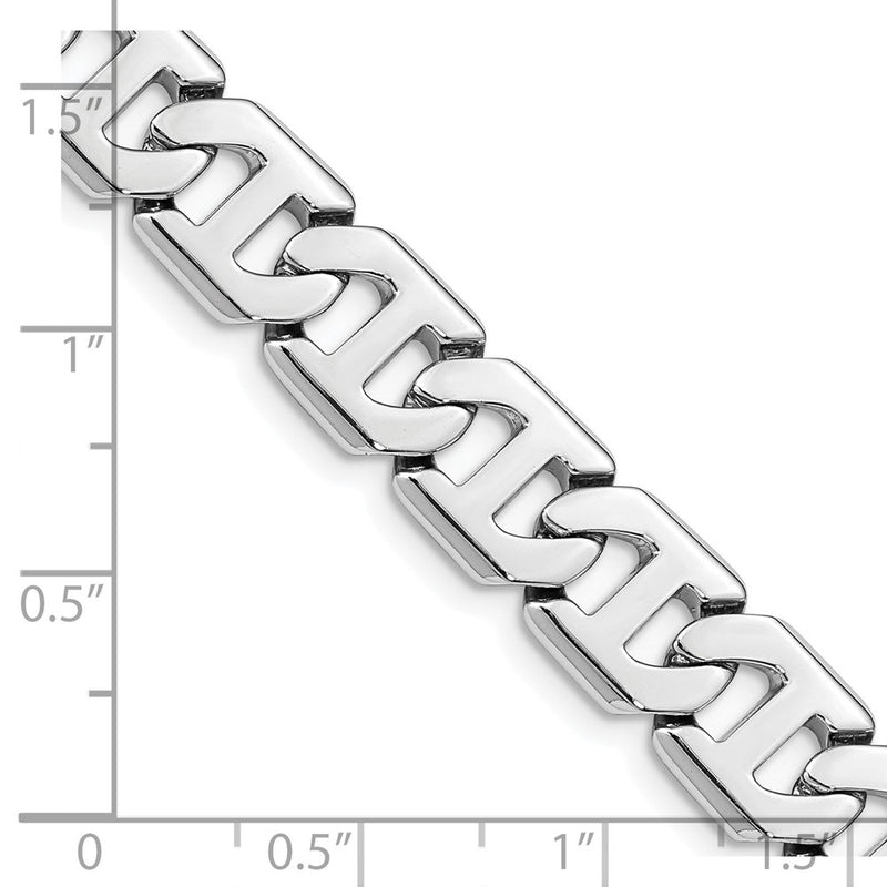 14k White Gold 10.2mm Hand-polished Fancy Link Chain Necklace