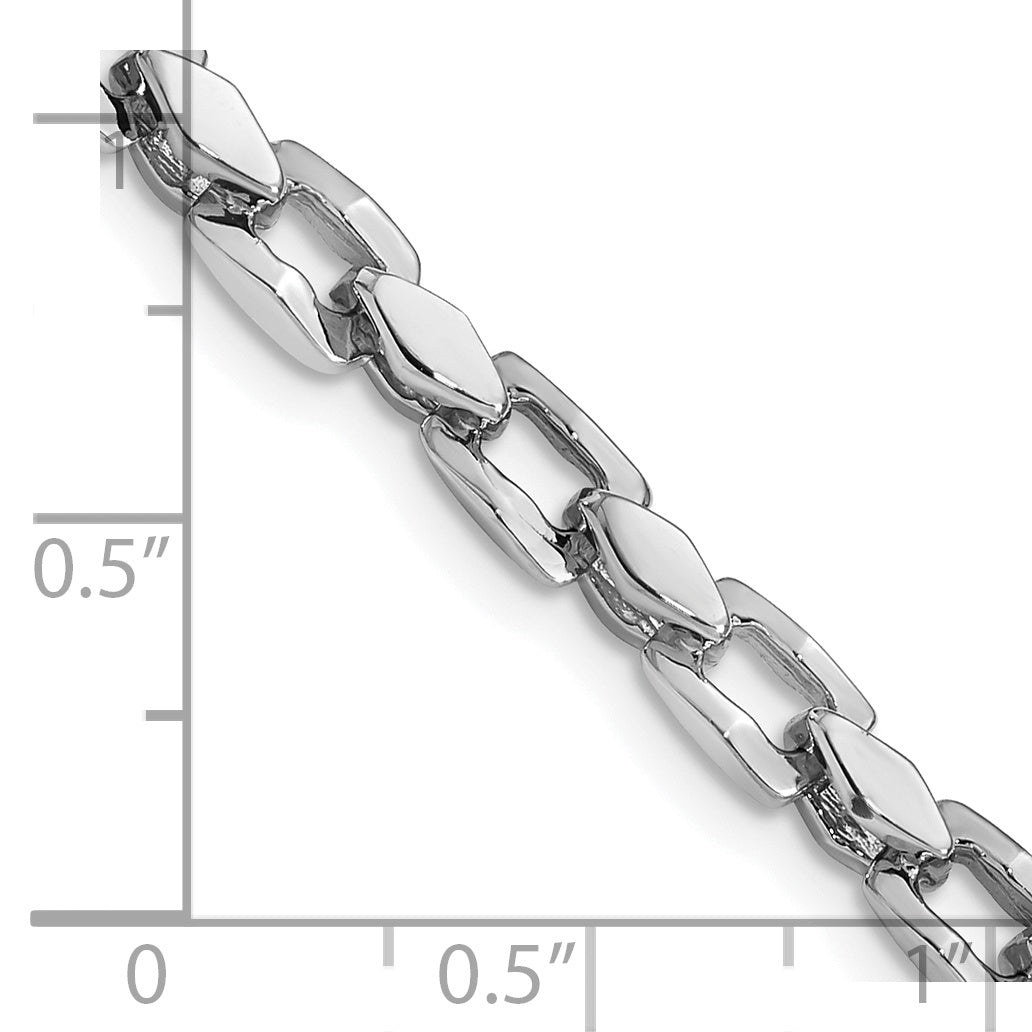 Solid 14K White Gold 22inch 4.5mm Hand Polished Fancy Link with Fancy Lobster Clasp Chain Necklace